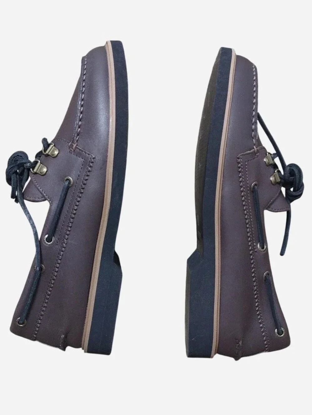 Sperry Men’s Dark Brown Leather Boat Shoes with 2 Eyelet Lace Up Size 11